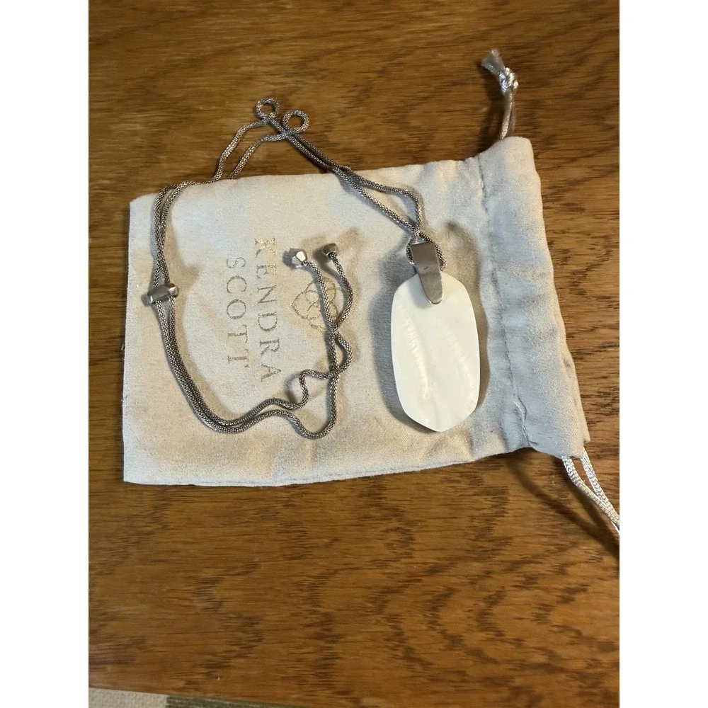 Kendra Scott Inez Adjustable Long Moonstone White Silver Toned Pendant Necklace